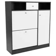 NNEDPE Shoe Rack Cabinet Wooden Storage Organiser Shelf Cupboard Drawer