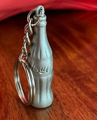 Vintage Coca Cola Pewter Keyring Collectible Classic Coke Bottle Matte Silver