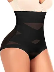 [Werkiss] Tummy Control Knickers High Waisted Shapewear for Women Tummy Control Body Shaper Slimming Underwear Shaping Briefs, A# Cross Black, M