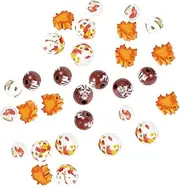 Colaxi Wooden Autumn Beads Thanksgiving Fall Beads Decorative Beads Handmade with Holes Round Wood Beads Spacer Beads for Earrings Jewelry Making