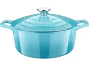 La Cuisine Casserole Enameled Cast Iron 5 Quart 10.2" Sauce Pot with Lid Teal