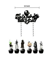 1pc Cake Topper +24pcs Cupcake Topper Star Wars Party Set Party Supplies Banner Toppers Balloons Birthday Decoration
