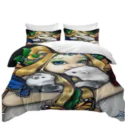 Fairy with Two Magical Ferrets with Butterfly Wings Quilt Cover