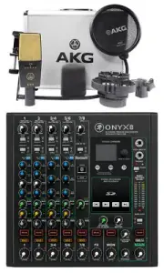 AKG C414 XLII Multi-Pattern Studio Condenser Microphone Recording Mic + Mixer