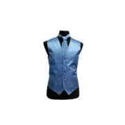 New Men's paisley formal wedding Tuxedo Vest Waistcoat & Necktie Dusty Blue Prom