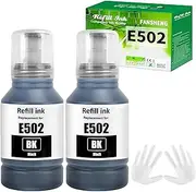 502 Ink Refill Bottles Compatible with Epson 502 Ink Refill Bottles for Ecotank ET-2850 ET-3850 ET-4850 ET-15000 ET-3830 ET-2760 ET-4760 ET-3760 ET-3843 ET-3710 ET-2700 Printer, 2 Bottles 2BK