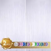 2 Pcs White Door Streamers Tinsel Curtain Party Streamers Backdrop Fringe Foil W