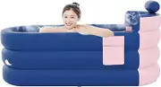 Portable Bathtub,Foldable Family Bathroom SPA Tub - Portable Bathtub Adult, Freestanding Bath with Headrest Lumbar Support Side Storage Pocket for Indoor Outdoor Use