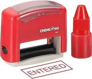 uxcell Entered Self Inking Rubber Stamp, Office Ink Business Stamp for Office Documents, Paperwork, Warehouse, Label (Red)