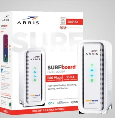 ARRIS SB6183 SURFboard DOCSIS 3.0 Cable Modem, 686Mbps,ROUTER NEW