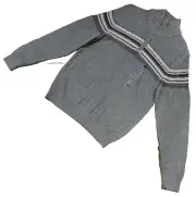 American Rag 1/4 Zip Sweater Long-Sleeve Sleeve Knit Chest Stripes Gray Men's LG