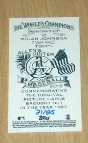 2015 Topps Allen/Ginter mini FLAG hand numbered card Micah Johnson rookie 21/25