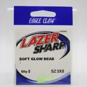 Eagle Claw Lazer Sharp Soft Glow Bead LSGB3X5 Sz 3X5 5 Pack