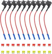 10 Pack 12V Car Add-A-Circuit Fuse Tap Adapter ATO ATC Blade Fuse Holder with 10