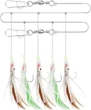 Squid Lure - Hanging Squid String Hook, Realistic Group Hairtail | Luminous Octopus Hook Anti-Entanglement 5 Hooks Bionic Bait, Artificial Fish Luring Tools for Night Fishing