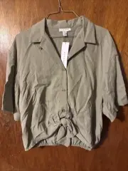Topshop Tie Front Safari Style Cropped Blouse, size 6. C127