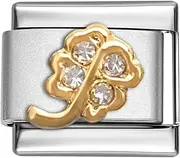 [STYLYSH CHARMS] Irish Four Leaf Clover Lucky Enamel Italian 9mm Link NC156 Fits Traditonal Classic
