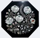 Nature Stone Inlay Work Coffee Table Top Black Marble Sofa Side Table for Home
