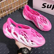 Summer Camouflage Hole Shoes Men Couple Outdoor Roman Sandals Men Beach Shoes pink 45