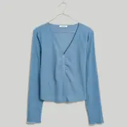 NWT Madewell V-Neck Top Size XXL Long sleeve light blue