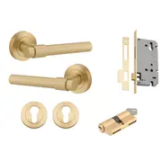 Iver Helsinki Door Lever on Round Rose Entrance Kit Key/Key