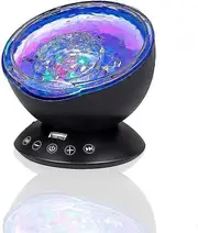Bright Autism Calming Sensory Sea Lamp BLK- Night Light Projector for Kids, 7 Light Modes, Color Changing Music Player, Nature Relaxation Sounds -(...