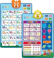 Global Printed Products Electronic Interactive Educational Wall Chart Posters for Kids, Toddlers - Learn ABCs, Colors, Shapes, Numbers, Music (Pack of 2)