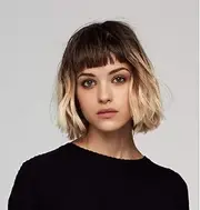 Ombre bob Wig Short Wavy Bob Wigs with Bangs Ombre Synthetic Wigs for Black White Women (Style1)