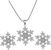 [WOFASHPURET] Snowflake Necklace Earrings Earrings Choker Necklace for Women Chokers Necklace for Women Snowflake Earrings Wedding Jewelry Decor Alloy Rhinestone Golden