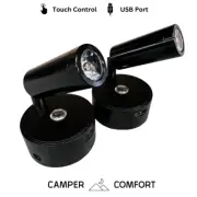 12v LED Black Light Campervan Touch Dimmable USB Spot Reading light - Caravan x2