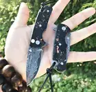 VG10 Damascus Hunting Survival Folding Pocket Knife Ball Bearing Carbon Fiber