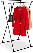 Relaxdays Clothes Rail Extendible Height 139 x 135 x 95 cm 2 Clothes Rails Hallway Valet Stand Folding Metal Black