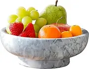 Neeenn Natural Solid Marble Decorative Bowl - 10.2" Large Fruit & Key Bowl for Kitchen Counter, Entryway & Coffee Table - 10 lb Heavy Duty Home Decor Gift (Gray Veined Stone)