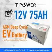 Tpower 12V 75AH AGM Deep Cycle Battery Scooter GOLF CART Wheelchair 65AH 70AH
