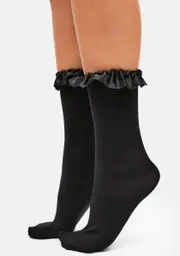 Noir Full Of Sass Ruffle Trim Socks