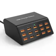 100W 15-Port USB Charger 15xUSB-A Fast Charging Desktop Charging Station EU Plug US Plug for Huawei Pura 70 Ultra for Xi