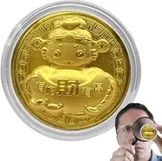 Chinese New Year Snake Coin,Gold Foil Chinese Traditional Snake Coin - 2025 Snake Year Lucky New Year Coin for Friends, Adults, Family