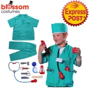 K740 Doctor Surgeon Lab Coat Costume Hospital Uniform Medical Child Girls Boys