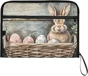 YMXFXP Easter Bunny Eggs Expandable Filing Folder, 13-Pocket Funny Cute Design with Sticky Labels, A4 Letter Size Document Organizer for Office, School, Boys, Girls