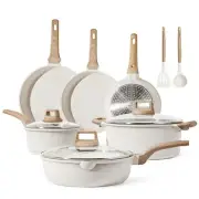 CAROTE Pots and Pans Set Nonstick White Granite Induction Kitchen Cookware 11 Pc