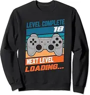 [X.Style] Level 18 Complete Next Level Loading Unlocked 18th Birthday Sweatshirt ds1210 Sweater (S) Black