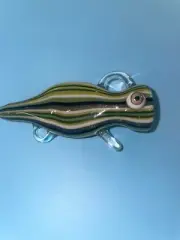 Matty White glass fishing lure Chillum water pipe bubbler stone, hammer American