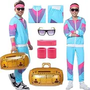 [Angenster] 90s Fancy Dress Costumes for Adults,80s Costume Halloween Costumes Hip Hop Retro Tracksuit Disco Costume Couples for Halloween 80s 90s Theme Party