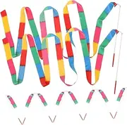 Amosfun Gymnastics Ribbons for Boys and Girls 10pcs Portable Dance Streamers Party Ribbons Motor Skill Improvement Beautiful
