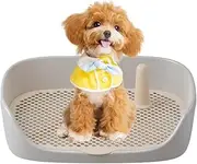 Dog Puppy Toilet, Dog Potty Train Pad Puppy with Raised Fence Protection Wall Mesh Grids Reusable Easy to Clean for Small and Medium Dogs (Grey)
