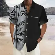 Men's Plants Bamboo Shirt Summer Hawaiian Shirt Button Up Shirt Short Sleeve Hawaiian Vacation Holiday Beach Wear Summer Spring Turndown 3D Print Front One Poc