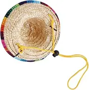 Abaodam 1Pc Adjustable Straw Braid Sun Hat for Pets Breathable Summer Outdoor Cap with String S Beige Dog Decoration Hat for Sun Protection