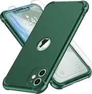 Designed for iPhone 11 Case [with 2 x Tempered Glass Screen Protector] Shockproof Protection Cover Hard PC Silky Soft Touch Full Body Protective Case for iPhone 11 (2019) 6.1'' - Alpine Green