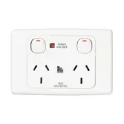 Clipsal Medilec Series Double Powerpoint 10 Amps Power Avail Neon Wh - ML2025-WE