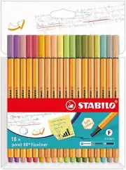 STABILO Fineliner point 88 - Wallet of 18 - Assorted Colors Multicolor Classic
